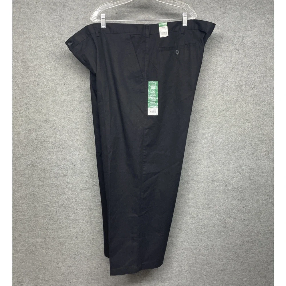 NWT George Fits Men 50x29 Black Classic Fit Flat Front Pants Career Service Wear